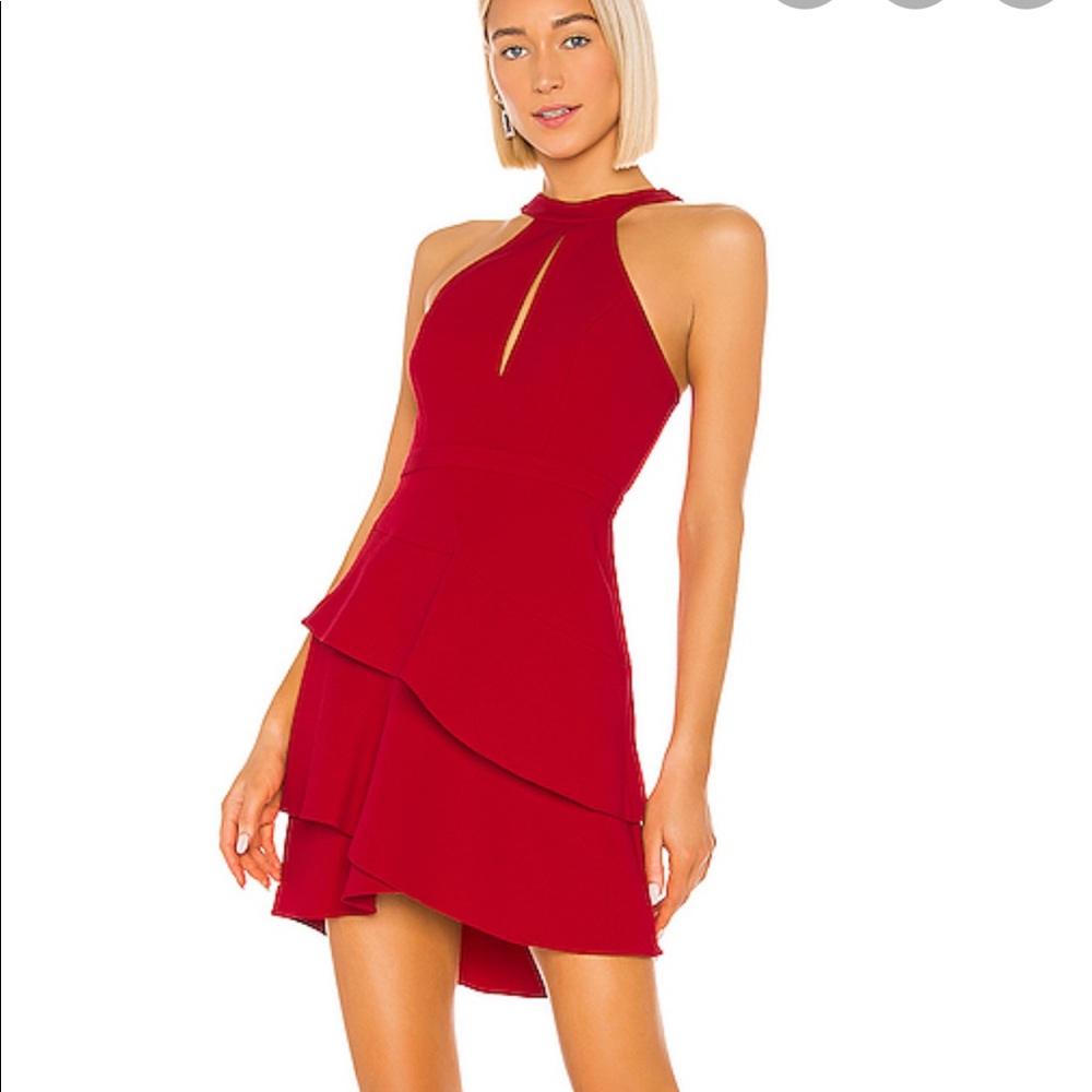 BCBG Rio Red Cocktail Ruffle Dress Sze 8